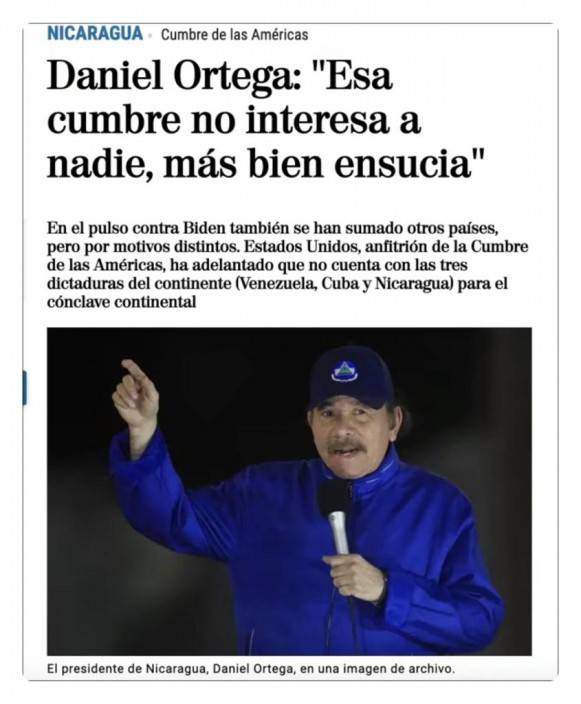 西班牙《世界報》報道：奧爾特加：那場峰會太骯髒，沒有人感興趣。