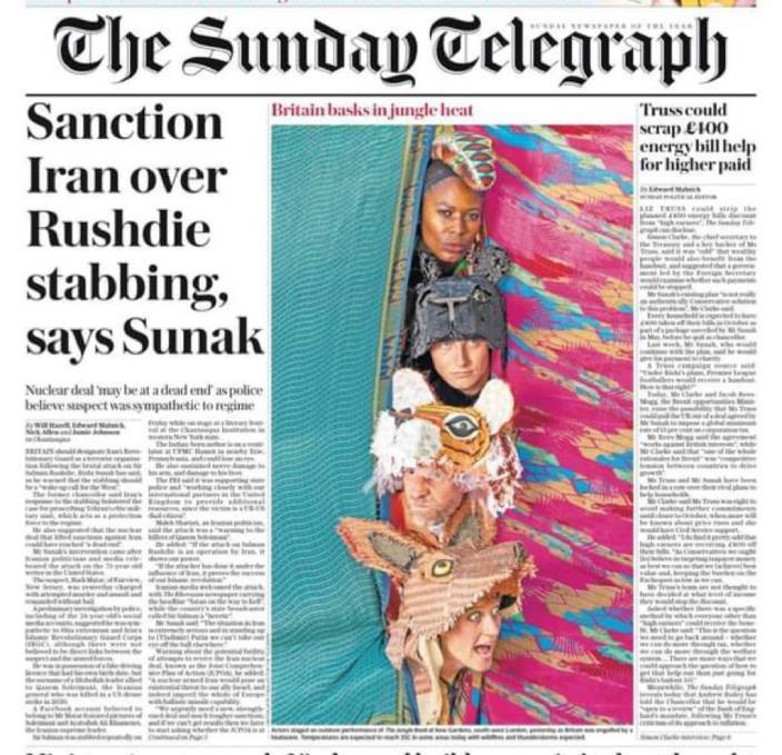  《星期日電訊報》引述英國下任首相候選人辛偉誠表示，英國應制裁伊朗。