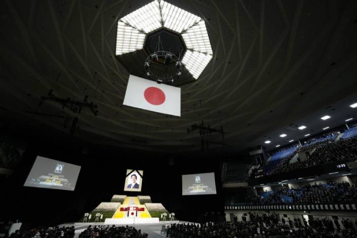 日本為前首相安倍晉三舉行國葬。AP圖片。