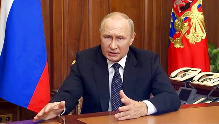 俄羅斯總統著京拋出「核懾」言論。AP圖片 
