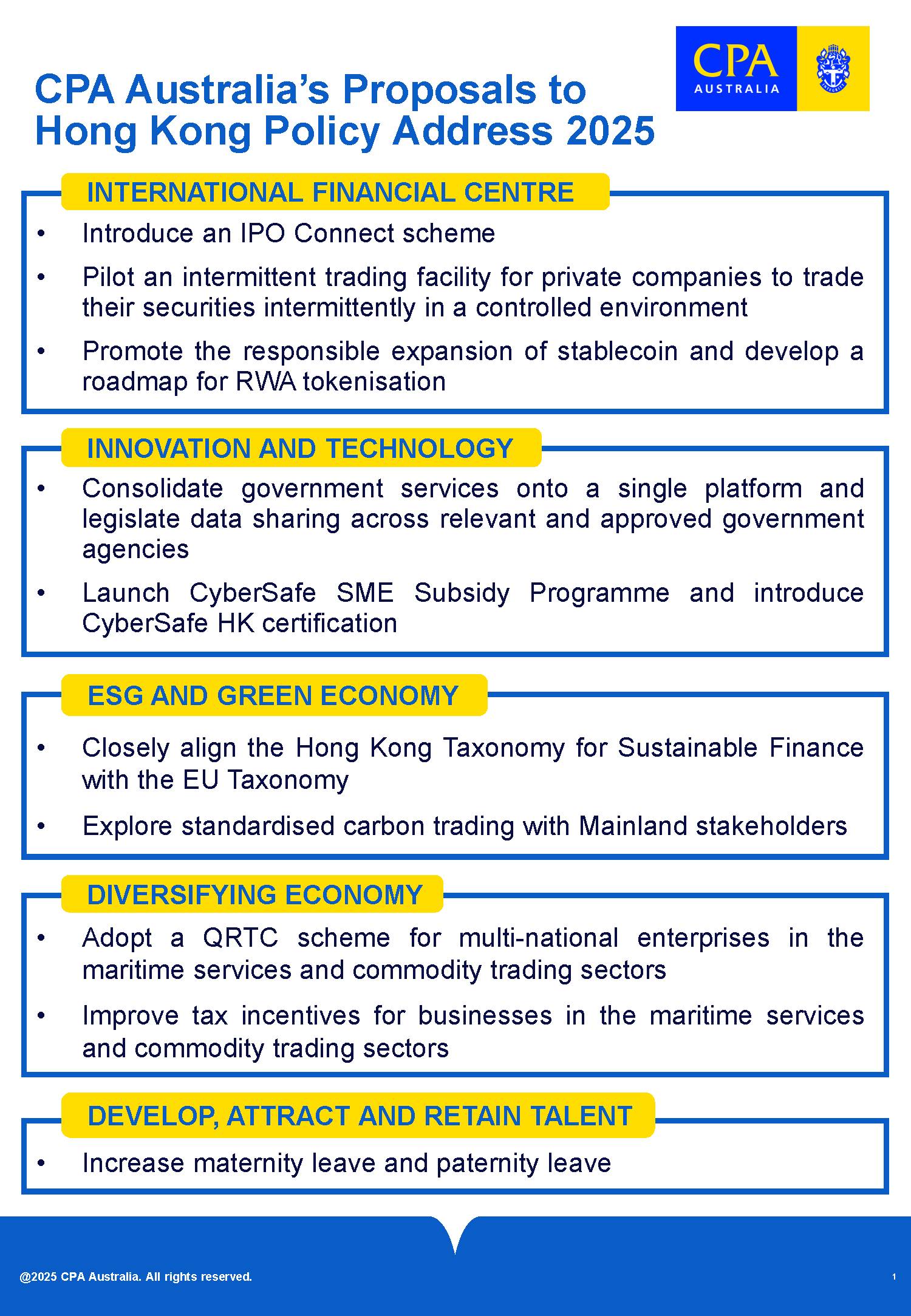 CPA Australia proposes policy ideas to support Hong Kong’s long-term competitiveness 