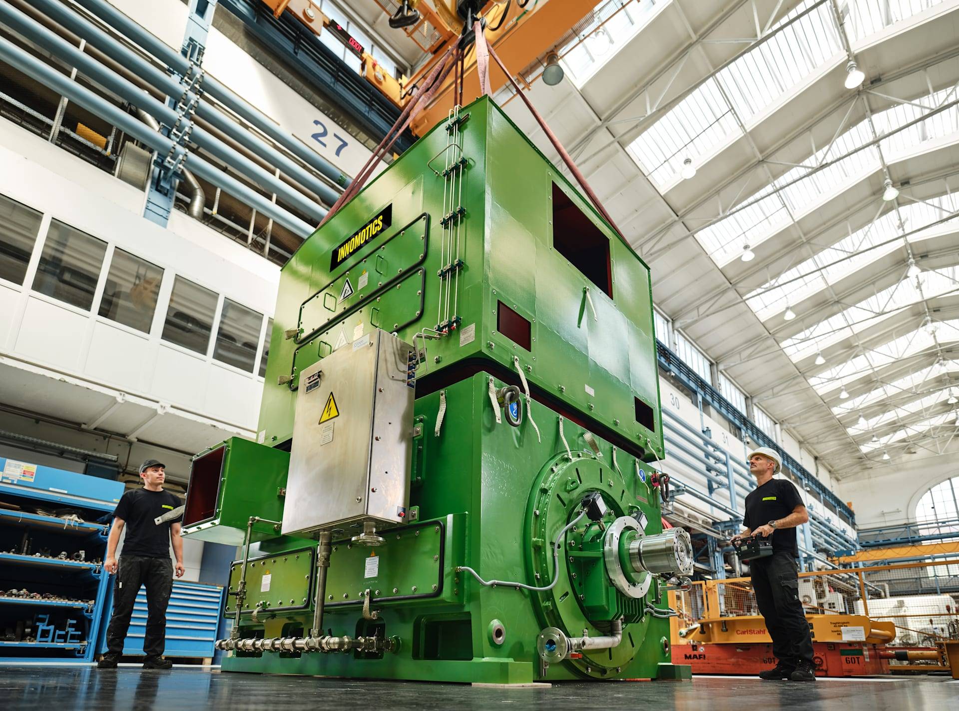 The Innomotics HV Series HS-modyn built at Dynamowerk in Berlin, setting standards when it comes to the availability of compressor drives: due to the unique rotor design it has the highest degree of reliability and minimum maintenance costs./Innomotics 