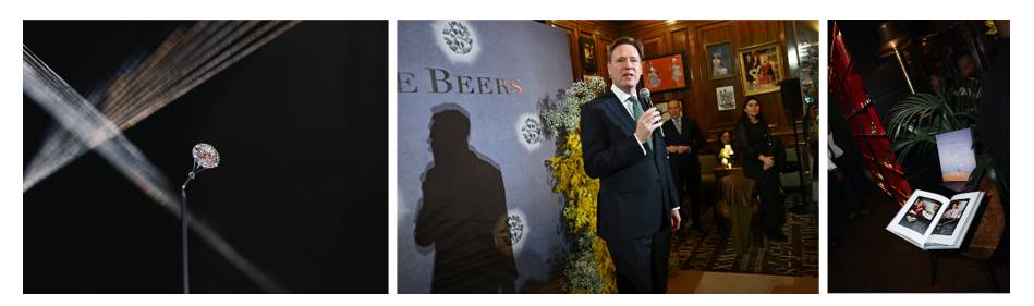 De Beers Group CEO Al Cook delivered a speech at the event, joining Sotheby's to unveil the rare natural diamond Jwaneng 28.88 and celebrated the launch of the new book, 