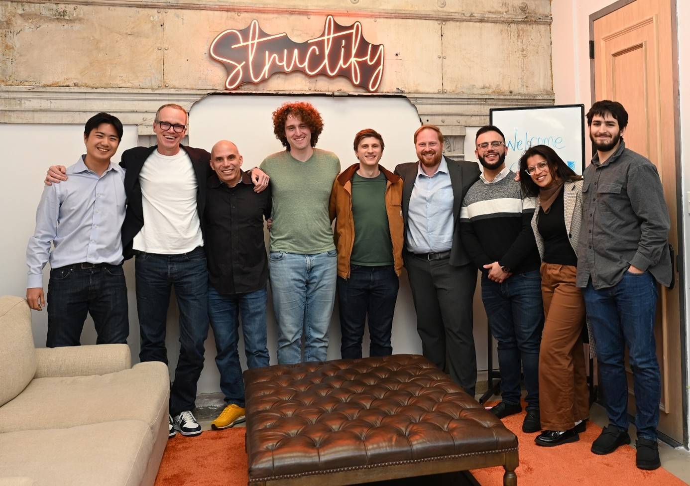 From left: Taichi Kato, Jens Amail (CEO SNP), Steele Arbeeny (CTO SNP NA), Alex Reichenbach (CEO Structify), Alex Goldstein, Dominik Wittenbeck (CTO SNP Group), Hovik Minasyan, Laura Garcia and Nico Marin Gamboa 