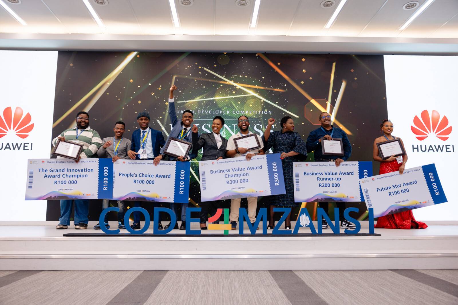 The winners at the Huawei Developer Competition, Code4Mzansi 