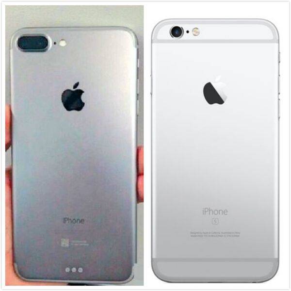 網傳iPhone 7機背（左）與iPhone 6s機背對比（網上圖片）