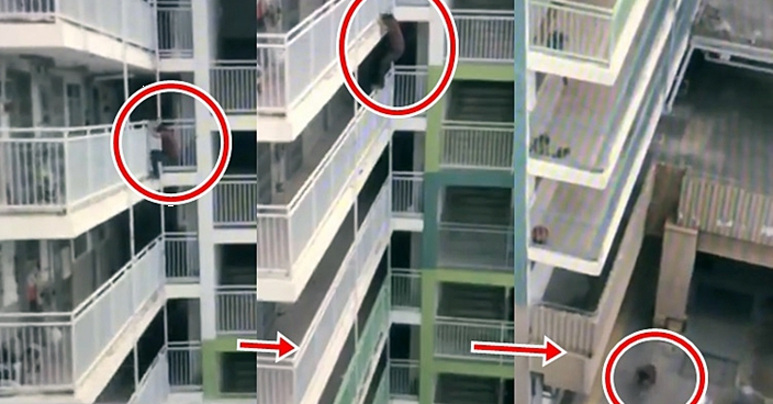 【有片】男子南山邨挑戰Parkour 逐層樓躍下過程驚險
