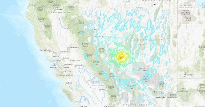 美國內華達州6.4級地震 震源深度7.6公里