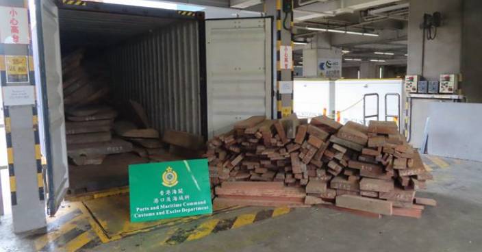 海關檢142噸瀕危木材 市值約120萬