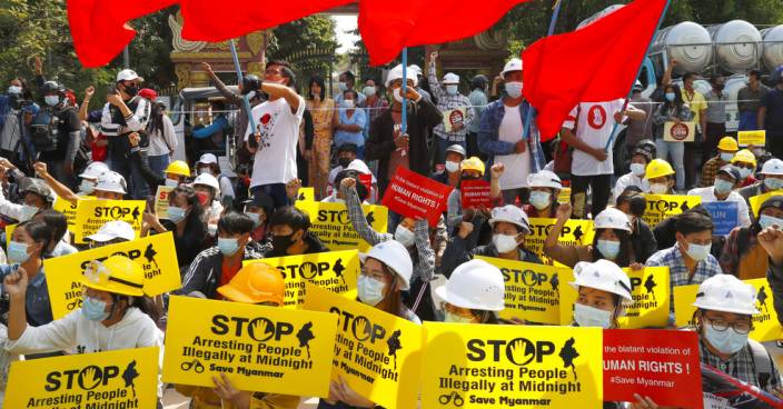 緬甸連續九天反政變示威 要求釋放昂山素姬