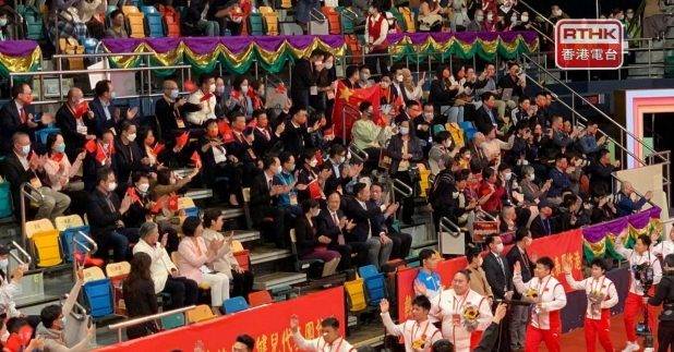 東京奧運國家隊代表團下午在灣仔伊利沙伯體育館進行「奧運健兒大匯演」。（連漪婷攝）