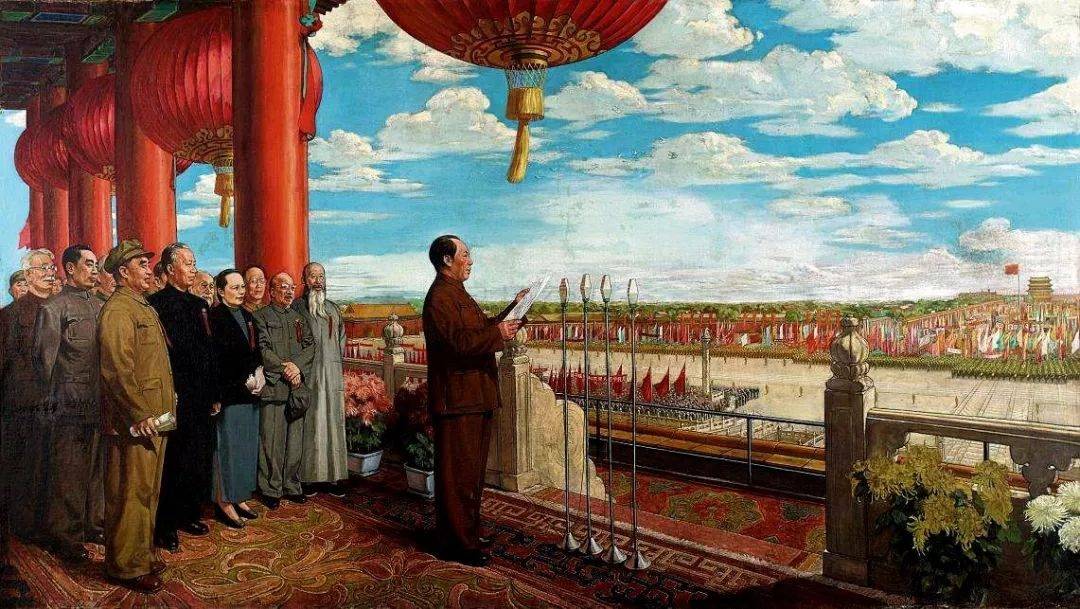 中華人民共和國開國大典油畫。(畫家：董希文)