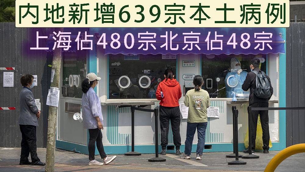 內地新增639宗本土病例 上海佔480宗北京佔48宗