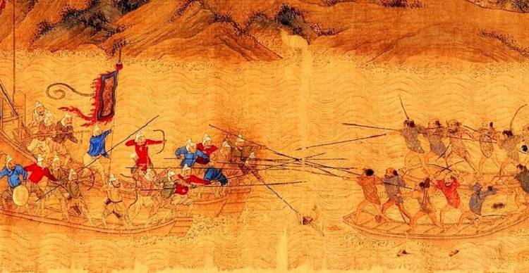 明代繪畫大師仇英之《抗寇圖卷》中，描繪明軍如何抵抗倭寇。(網上圖片)