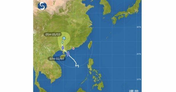 上午7時，強烈熱帶風暴暹芭集結在香港之西南約320公里。（天文台）