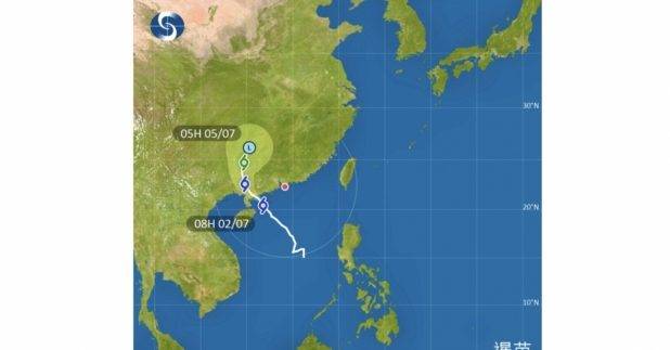 上午8時，強烈熱帶風暴暹芭集結在香港之西南約320公里。（天文台）