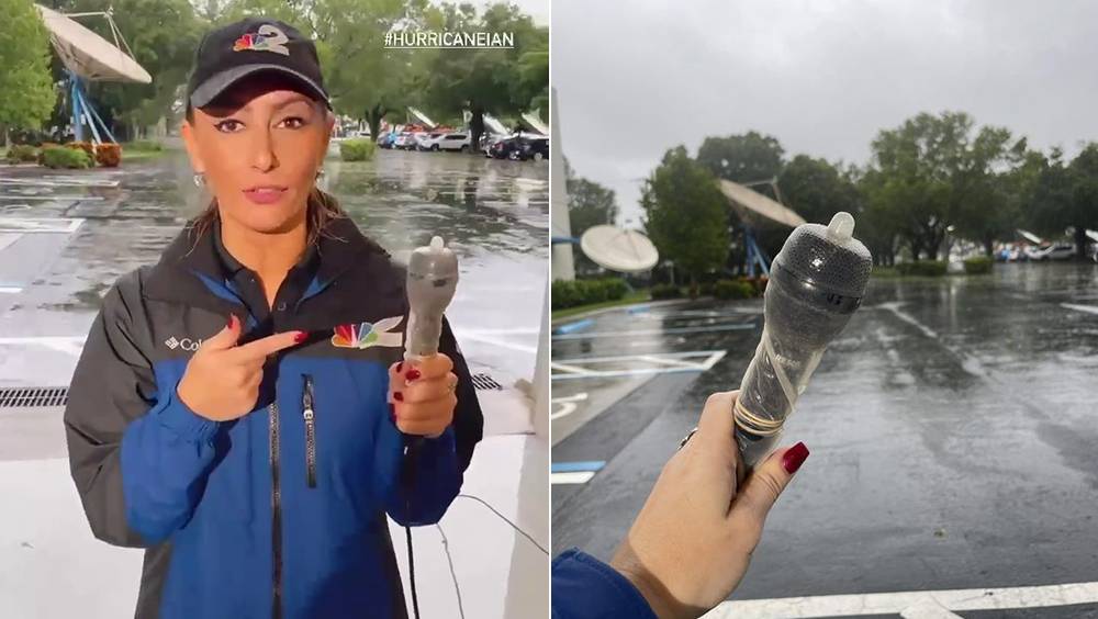 颶風伊恩襲佛州 美國女記者安全套笠咪：須保護好器材