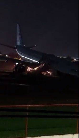 暴雨中3度降落宿霧 大韓航空客機衝出跑道嚴重受損