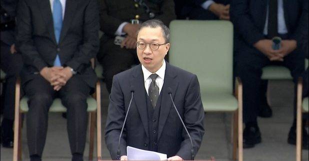 林定國致辭時表示，憲法及基本法的法律框架下，一國兩制及香港的法律制度得到保持及發展，法治制度獲長期保障。